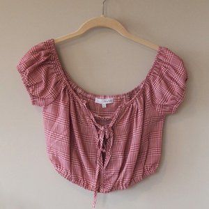 Red Gingham Plaid Crop Top